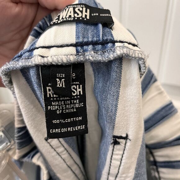 Rewash Striped Blue White Pull On Shorts Beachy Coastal Womens Size M High Rise - Picture 7 of 8